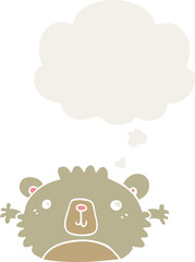 funny cartoon bear and thought bubble in retro style