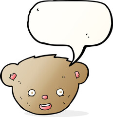 cartoon teddy bear face with speech bubble