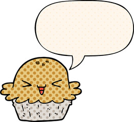 cute cartoon pie and speech bubble in comic book style