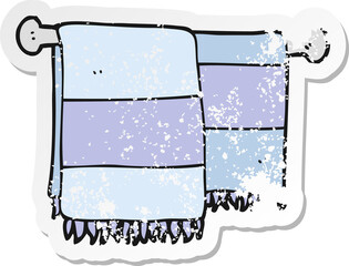 retro distressed sticker of a cartoon bathroom towels
