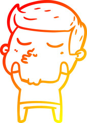 warm gradient line drawing cartoon model guy pouting