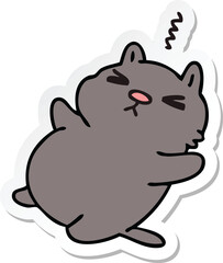 sticker of a quirky hand drawn cartoon cat