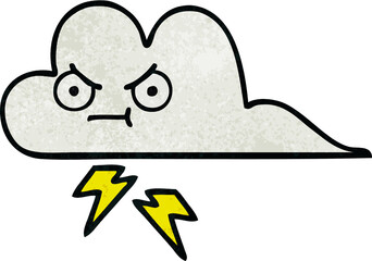 retro grunge texture cartoon thunder cloud