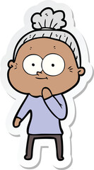 Obraz premium sticker of a cartoon happy old woman