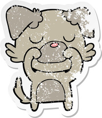 distressed sticker of a cartoon dog