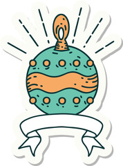 sticker of tattoo style christmas ornament