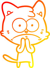 warm gradient line drawing cartoon nervous cat