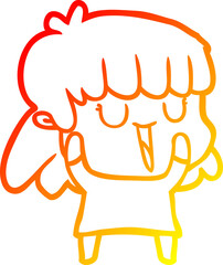 warm gradient line drawing cartoon woman