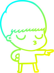 cold gradient line drawing cartoon calm boy