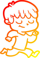 warm gradient line drawing cartoon happy boy