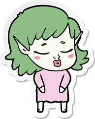 sticker of a pretty cartoon elf girl