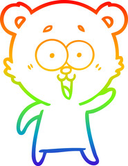 rainbow gradient line drawing laughing teddy  bear cartoon