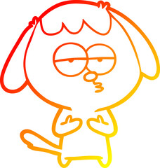 warm gradient line drawing cartoon bored dog