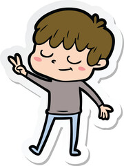sticker of a cartoon happy boy