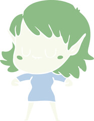 happy flat color style cartoon elf girl
