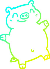 cold gradient line drawing cartoon pig
