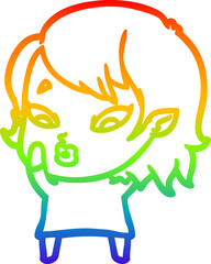 rainbow gradient line drawing cute cartoon vampire girl