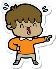 Fototapeta premium sticker of a cartoon laughing boy