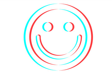 Smile icon Vector illustration in blue red and white colors