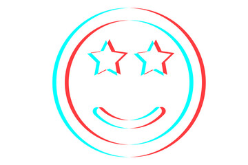 Smile icon Vector illustration in blue red and white colors
