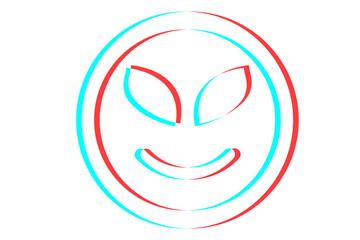 Smile icon Vector illustration in blue red and white colors