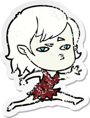 distressed sticker of a cartoon vampire girl