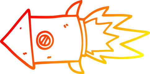warm gradient line drawing cartoon space rocket