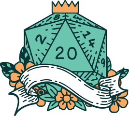 natural twenty D20 dice roll illustration