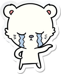 sticker of a crying cartoon polarbear