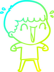 cold gradient line drawing laughing cartoon man