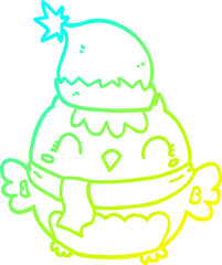 cold gradient line drawing cute christmas owl