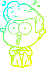 cold gradient line drawing cartoon man