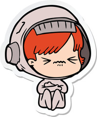 sticker of a angry cartoon space girl