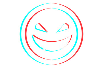 Smile or Emoji icon illustration in blue and red colors for Halloween day