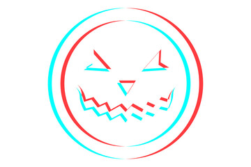 Smile or Emoji icon illustration in blue and red colors for Halloween day