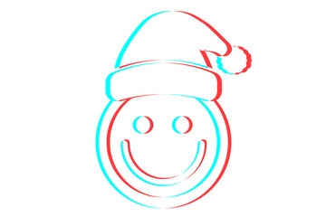 Smile or Emoji icon illustration in blue and red colors for Merry Christmas
