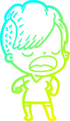cold gradient line drawing cartoon cool hipster girl talking