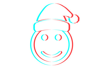 Smile or Emoji icon illustration in blue and red colors for Merry Christmas