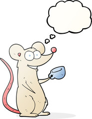 thought bubble cartoon mouse with cup of tea