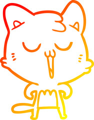 warm gradient line drawing cartoon cat singing