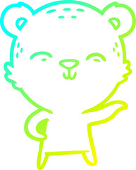 cold gradient line drawing happy cartoon bear