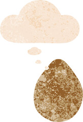 cartoon egg and thought bubble in retro textured style