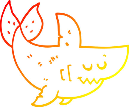 recommend clip art: warm gradient line drawing cartoon shark
