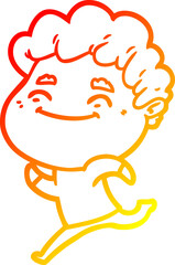 warm gradient line drawing cartoon friendly man