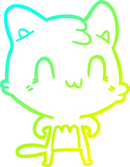 cold gradient line drawing cartoon happy cat