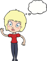 cartoon pretty girl with thought bubble