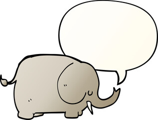 cartoon elephant and speech bubble in smooth gradient style