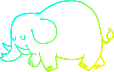 cold gradient line drawing cartoon elephant
