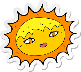 sticker of a cartoon pretty sun