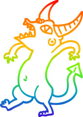 rainbow gradient line drawing cartoon halloween monster